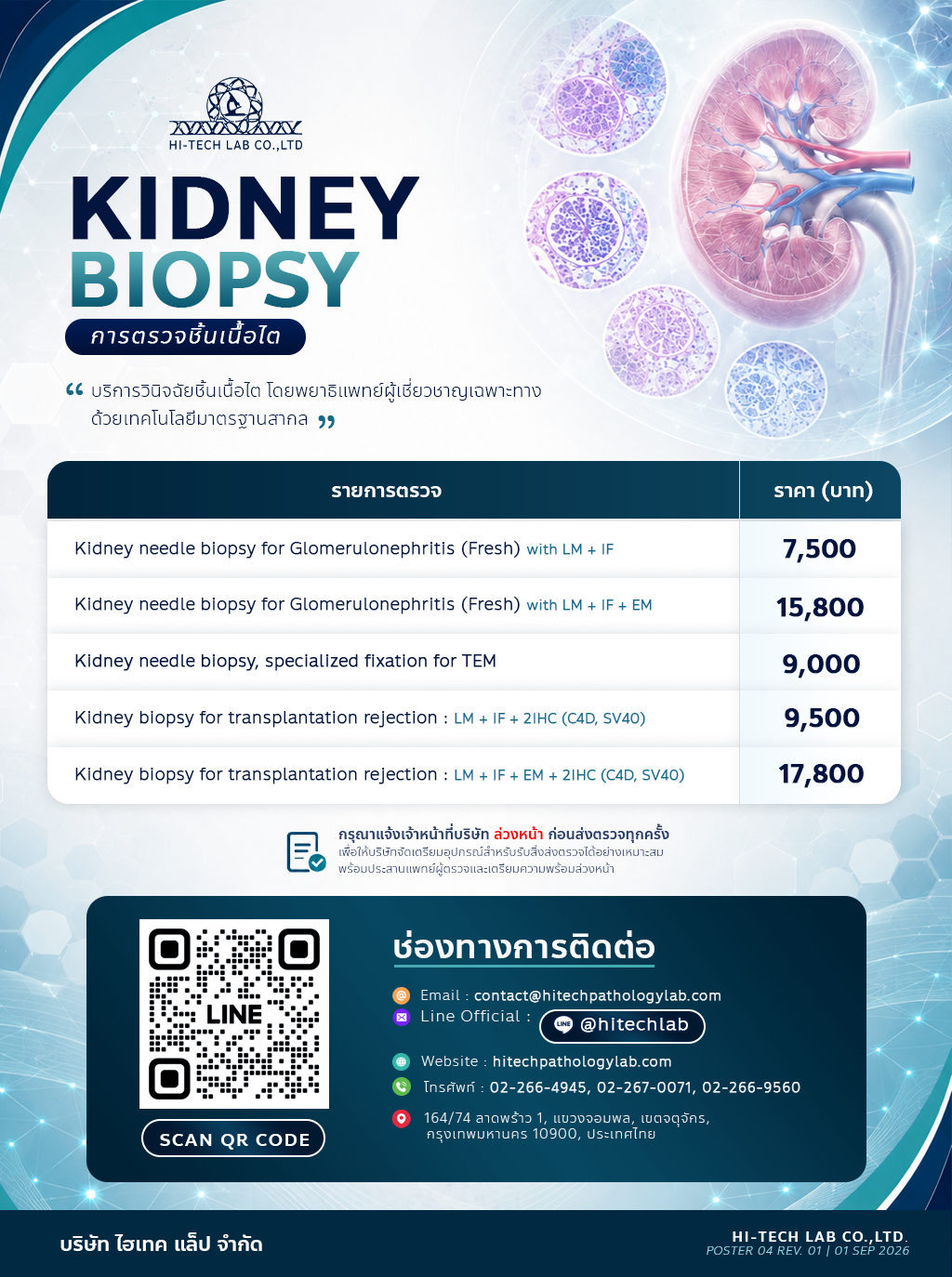 ค่าบริการ Kidney Biopsy